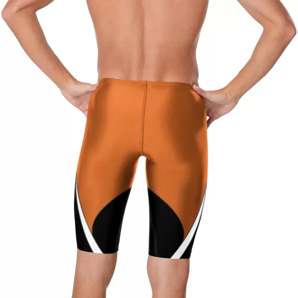 Speedo Mens Standard Swimsuit Jammer Endurance Splice Team ColorsEdge BlackOrange
