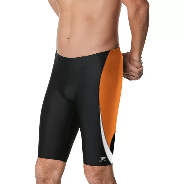 Speedo Mens Standard Swimsuit Jammer Endurance Splice Team ColorsEdge BlackOrange