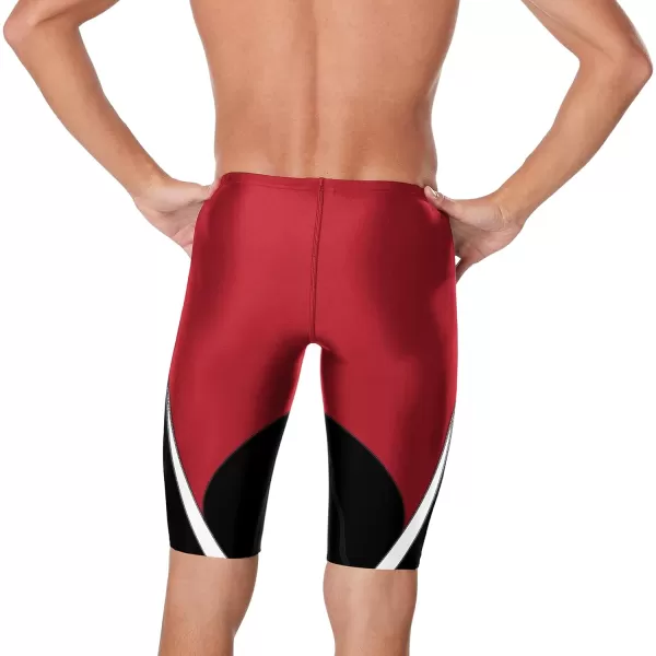 Speedo Mens Standard Swimsuit Jammer Endurance Splice Team ColorsEdge BlackRed