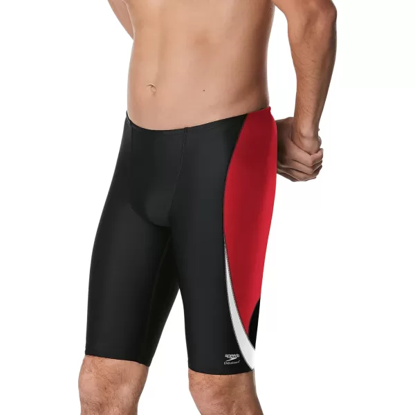 Speedo Mens Standard Swimsuit Jammer Endurance Splice Team ColorsEdge BlackRed