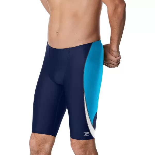 Speedo Mens Standard Swimsuit Jammer Endurance Splice Team ColorsEdge NavyLight Blue