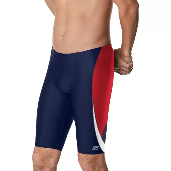 Speedo Mens Standard Swimsuit Jammer Endurance Splice Team ColorsEdge NavyRed