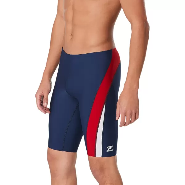 Speedo Mens Standard Swimsuit Jammer Endurance Splice Team ColorsNavyRedWhite