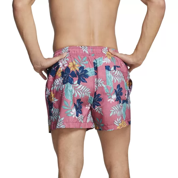 Speedo Mens Swim Trunk Short Length Redondo StripedFaded Rose
