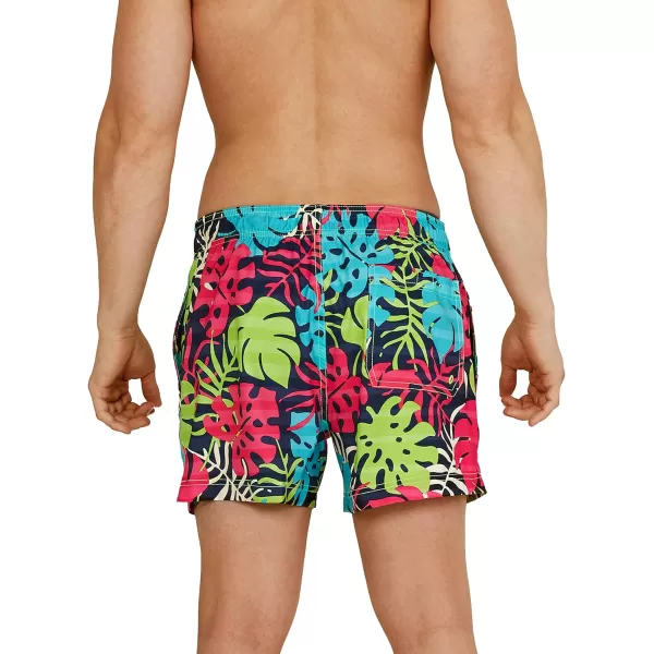 Speedo Mens Swim Trunk Short Length Redondo StripedPalm Blue Atoll