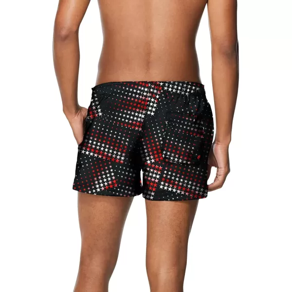 Speedo Mens Swim Trunk Short Length Redondo StripedStarry Speedo Red