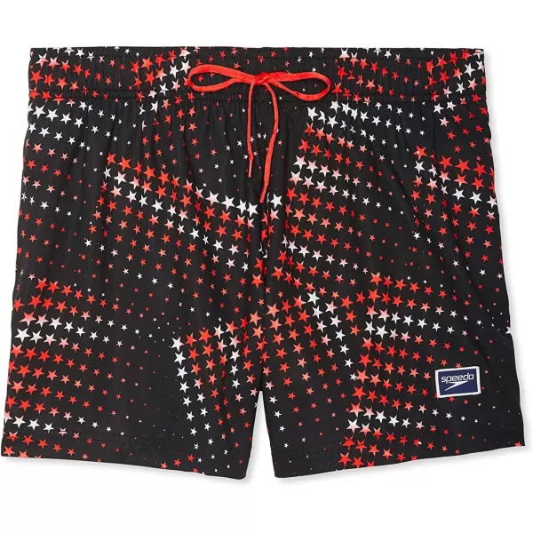 Speedo Mens Swim Trunk Short Length Redondo StripedStarry Speedo Red