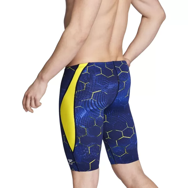 Speedo Mens Swimsuit Jammer Endurance Printed Team ColorsEmerging NavyGold