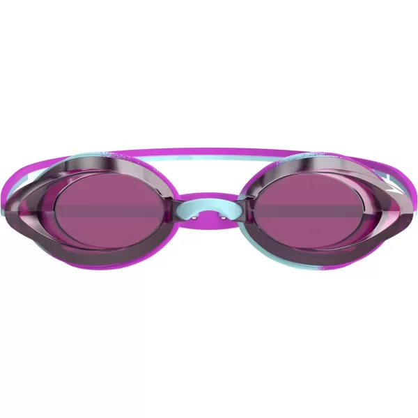 Speedo UnisexChild Swim Goggles Vanquisher 20 JuniorMirrored Marine BlueDive PurplePink GlowSilver