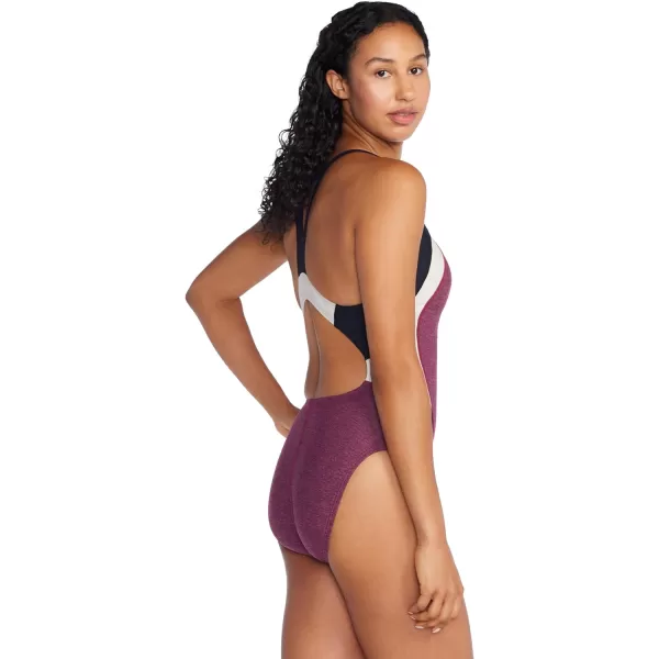 Speedo Womens Swimsuit One Piece Creora Highclo Quantum Splice High Cut SolidHeather Fandango Pink