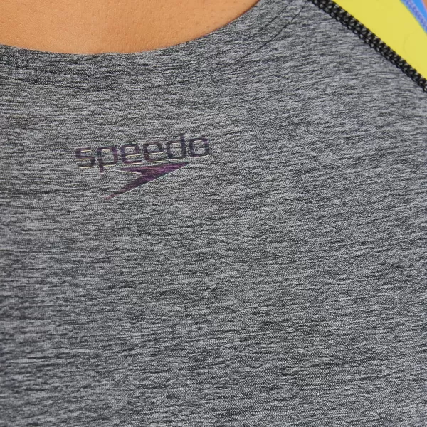 Speedo Womens Swimsuit One Piece Creora Highclo Quantum Splice High Cut SolidHeather Jet Black