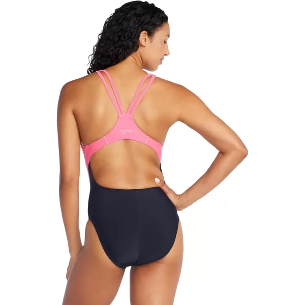 Speedo Womens Swimsuit One Piece Creora Highclo Quantum Splice High Cut SolidJacguard Speedo Black