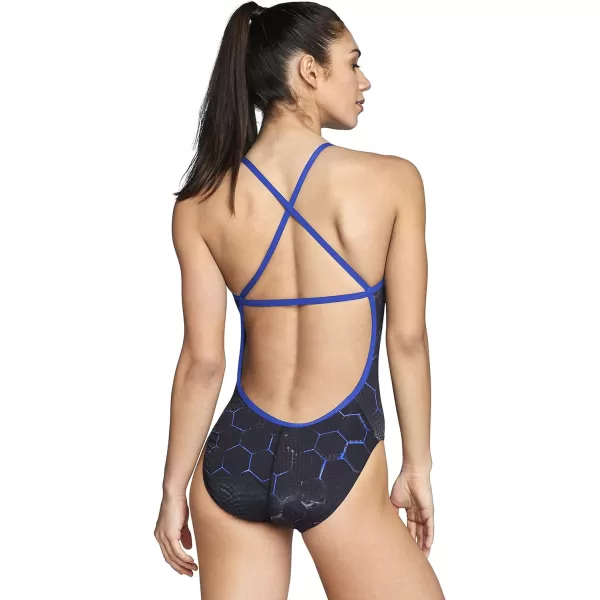 Speedo Womens Swimsuit One Piece ProLT Cross Back Printed Adult Team ColorsEmerging Speedo Blue
