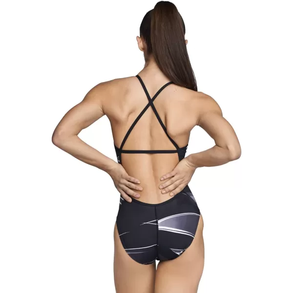 Speedo Womens Swimsuit One Piece ProLT Cross Back Printed Adult Team ColorsInfinite BlackWhite
