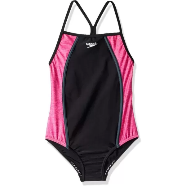 Speedo Girls Swimsuit One Piece Thin StrapsHeather BlackPink