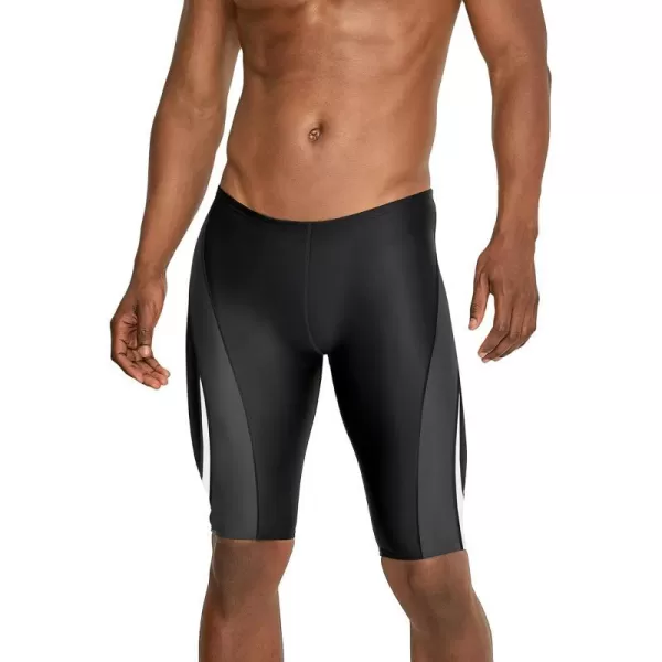 Speedo Mens Standard Swimsuit Jammer Endurance Splice Team ColorsBlackCharcoalWhite