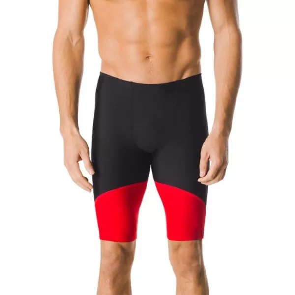 Speedo Mens Standard Swimsuit Jammer Endurance Splice Team ColorsBlackRed Spark