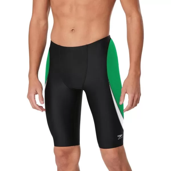 Speedo Mens Standard Swimsuit Jammer Endurance Splice Team ColorsEdge BlackGreen