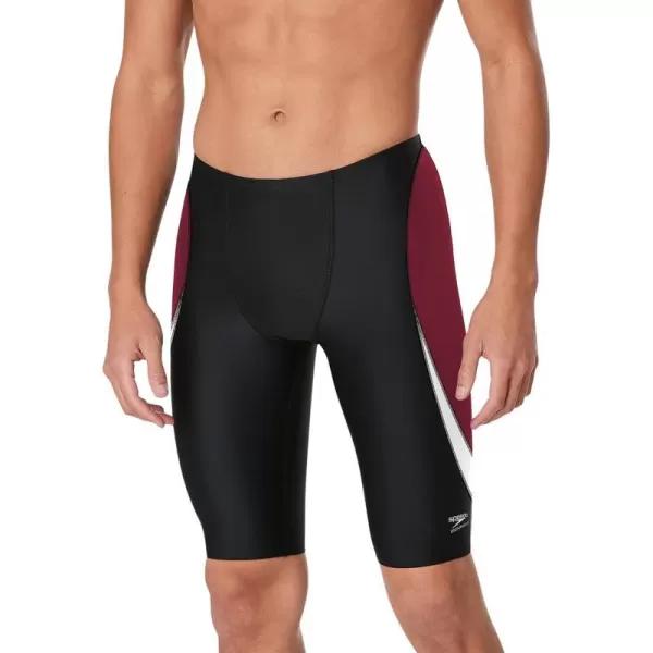 Speedo Mens Standard Swimsuit Jammer Endurance Splice Team ColorsEdge BlackMaroon