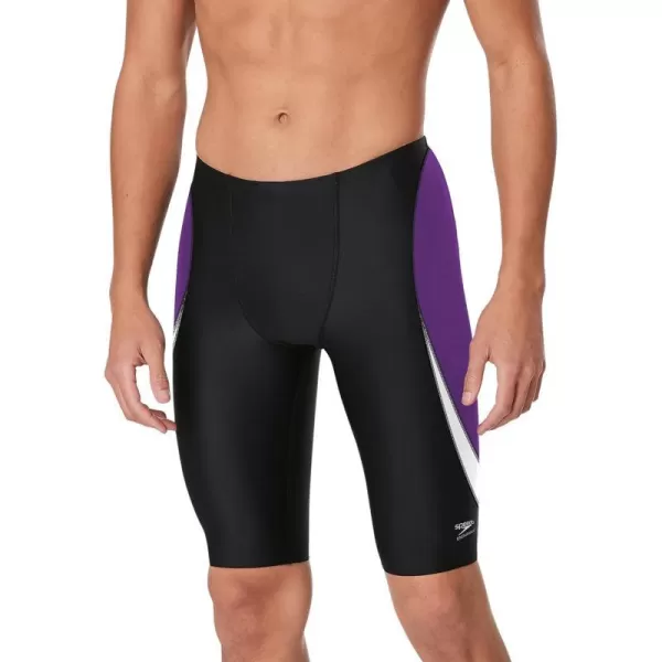 Speedo Mens Standard Swimsuit Jammer Endurance Splice Team ColorsEdge BlackPurple