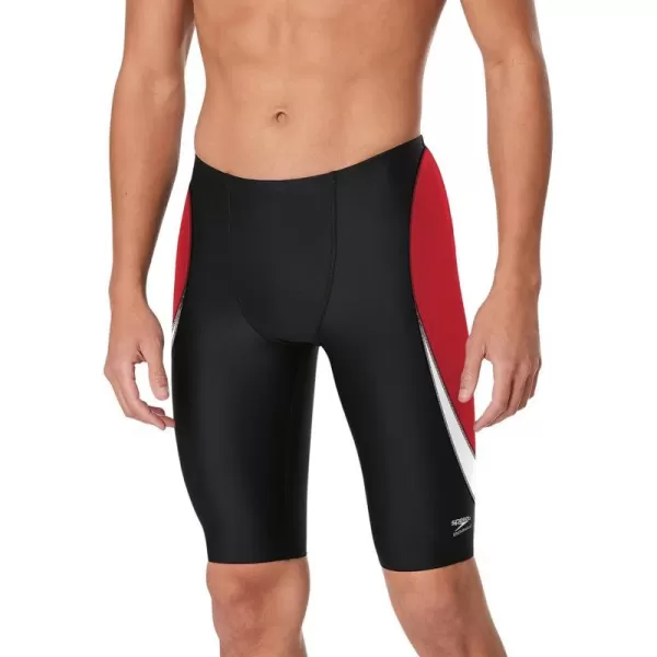 Speedo Mens Standard Swimsuit Jammer Endurance Splice Team ColorsEdge BlackRed