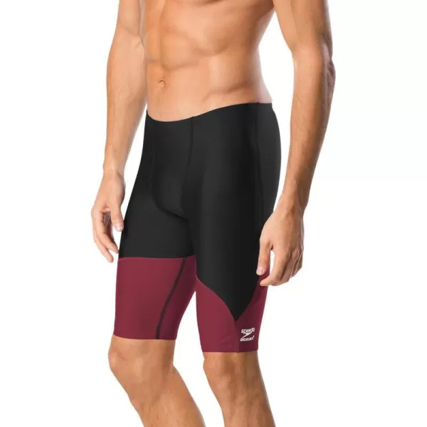 Speedo Mens Standard Swimsuit Jammer Endurance Splice Team ColorsMaroonBlack Spark