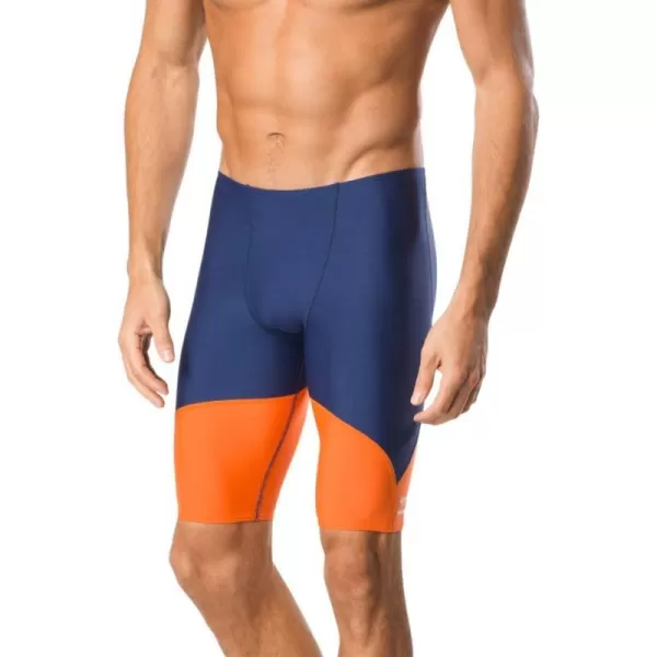 Speedo Mens Standard Swimsuit Jammer Endurance Splice Team ColorsNavyOrange Spark