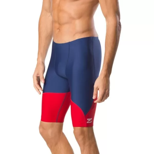 Speedo Mens Standard Swimsuit Jammer Endurance Splice Team ColorsNavyRed Spark