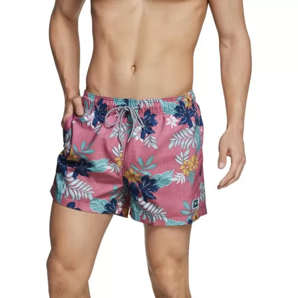 Speedo Mens Swim Trunk Short Length Redondo StripedFaded Rose