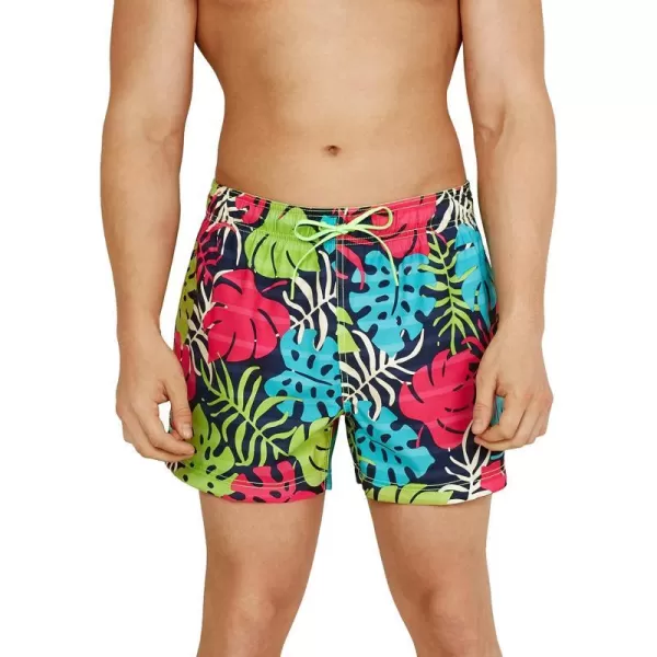 Speedo Mens Swim Trunk Short Length Redondo StripedPalm Blue Atoll