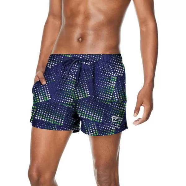 Speedo Mens Swim Trunk Short Length Redondo StripedStarry NavyGreen