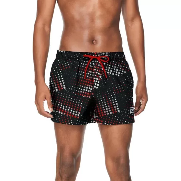 Speedo Mens Swim Trunk Short Length Redondo StripedStarry Speedo Red