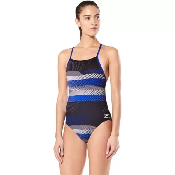 Speedo Womens Swimsuit One Piece ProLT Cross Back Printed Adult Team ColorsThe Fast Way Speedo Blue