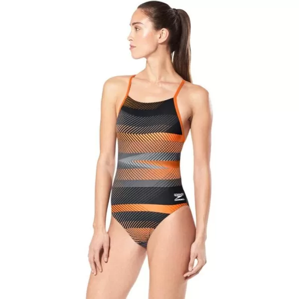 Speedo Womens Swimsuit One Piece ProLT Cross Back Printed Adult Team ColorsThe Fast Way Speedo Orange