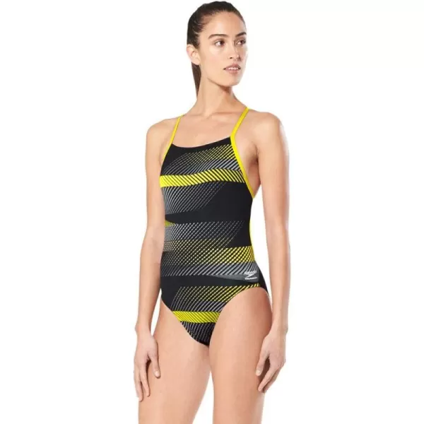 Speedo Womens Swimsuit One Piece ProLT Cross Back Printed Adult Team ColorsThe Fast Way Speedo Yellow