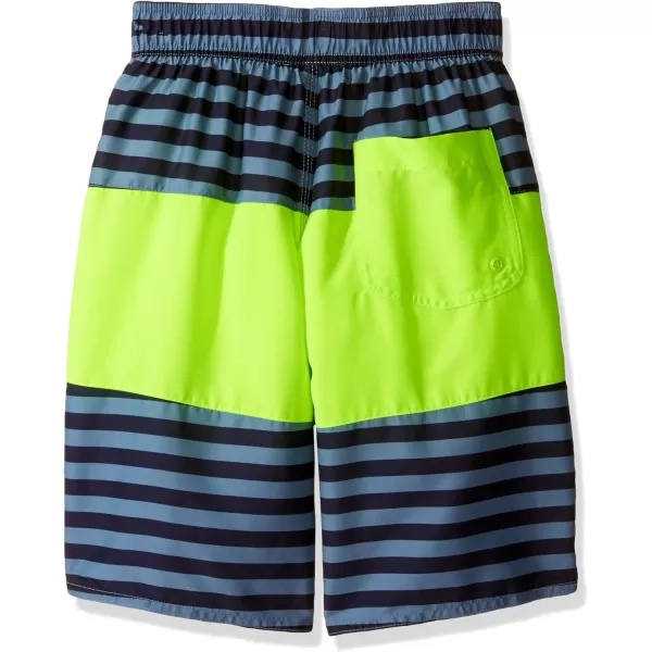 Speedo Boys Swim Trunk Knee Length Blocked VolleyDiscontinuedStripe Sport Neon