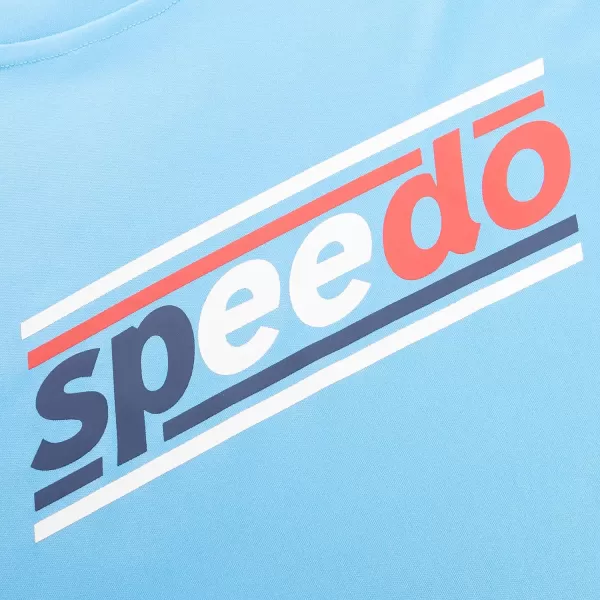 Speedo Boys UV Swim Shirt Long Sleeve Tee GraphicRwb Tranquil Blue