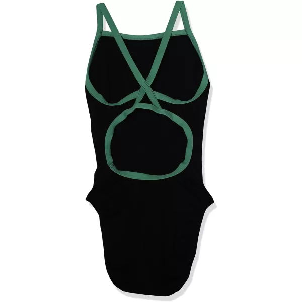 Speedo Girls Swimsuit One Piece PowerFlex Flyback Solid Youth Team ColorsTeam BlackBright Green