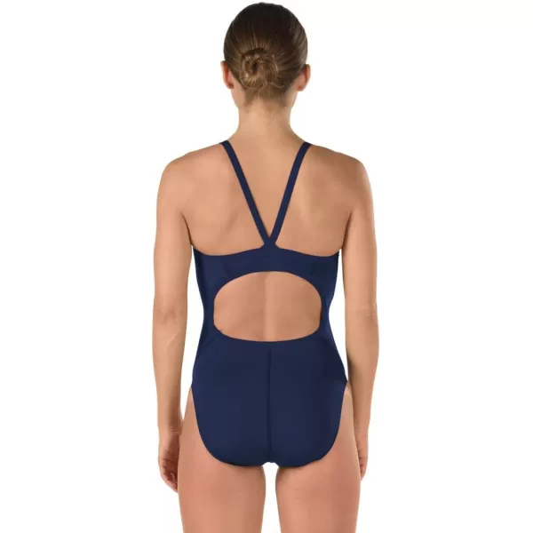 Speedo Girls Swimsuit One Piece PowerFlex Flyback Solid Youth Team ColorsTeam Navy