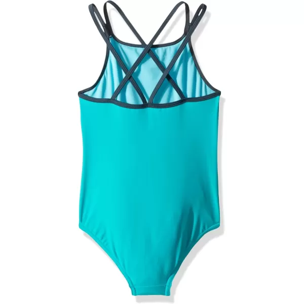Speedo Girls Swimsuit One Piece Solid Cross Back Multi Straps  Manufacturer DiscontinuedNew Turquoise