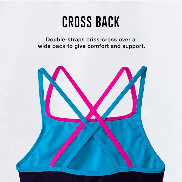 Speedo Girls Swimsuit One Piece Solid Cross Back Multi Straps  Manufacturer DiscontinuedNew Turquoise