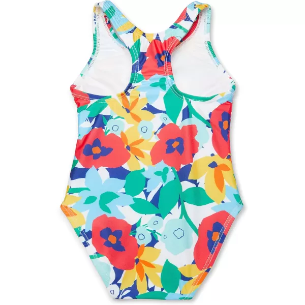Speedo Girls Swimsuit One Piece Thick Strap Racer Back PrintedCollage Floral