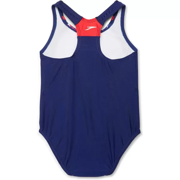 Speedo Girls Swimsuit One Piece Thick Strap Racer Back PrintedPicnic Popsicle Splice