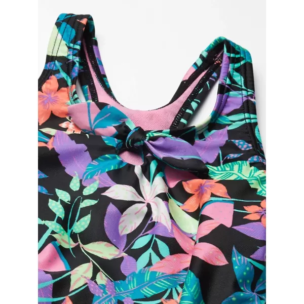 Speedo Girls Swimsuit One Piece Thick Strap Racer Back PrintedSpeedo Black Tie