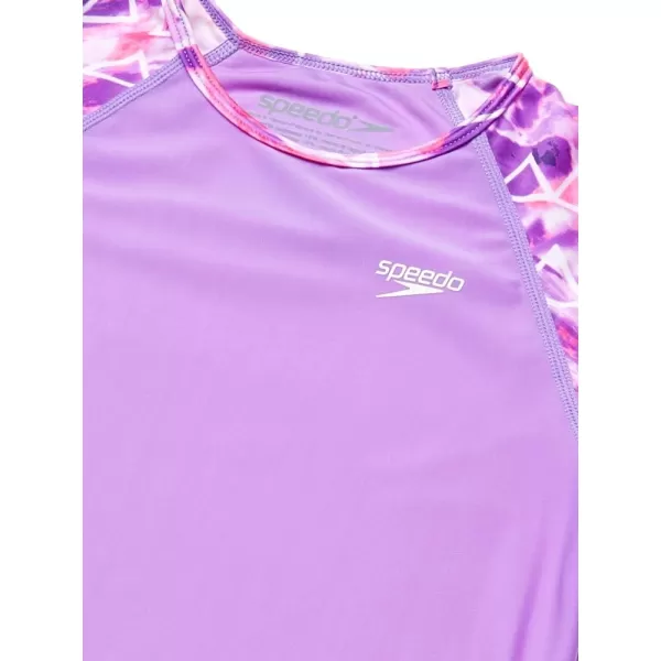 Speedo Girls Swimsuit One Piece Thick Strap Racer Back PrintedSweet Taro Splice
