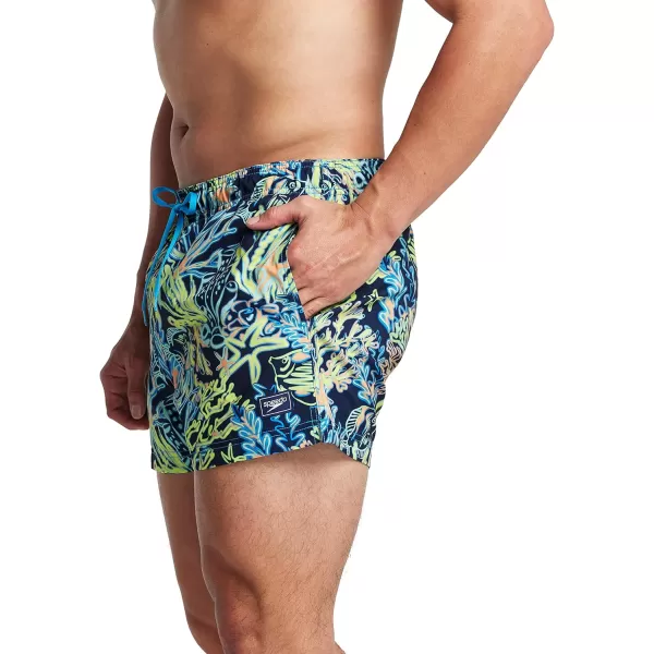 Speedo Mens Swim Trunk Short Length Redondo PrintedElectric Depth