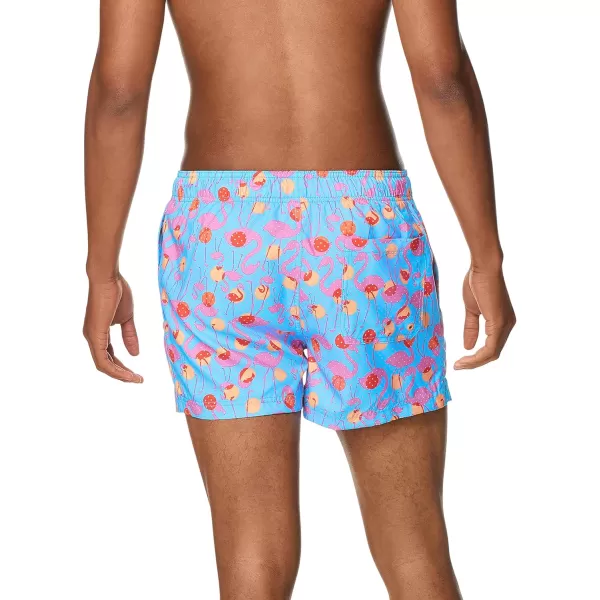 Speedo Mens Swim Trunk Short Length Redondo PrintedFlamingo Aruba Blue