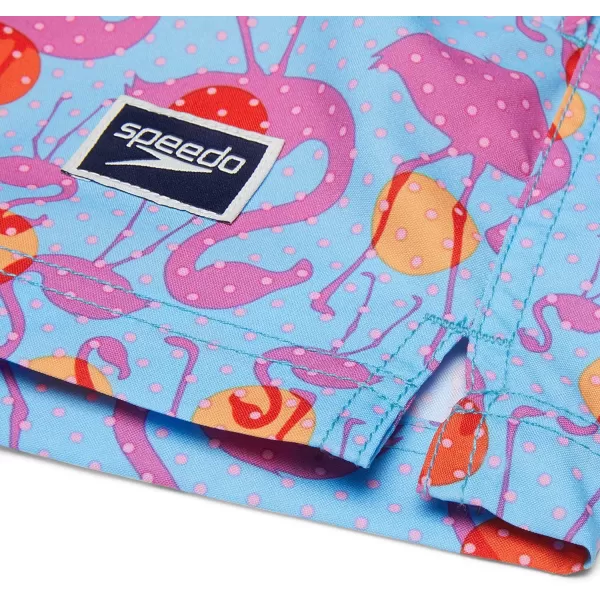 Speedo Mens Swim Trunk Short Length Redondo PrintedFlamingo Aruba Blue
