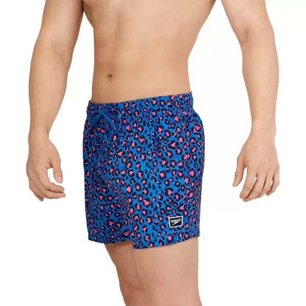 Speedo Mens Swim Trunk Short Length Redondo PrintedLeopard Bright Cobalt