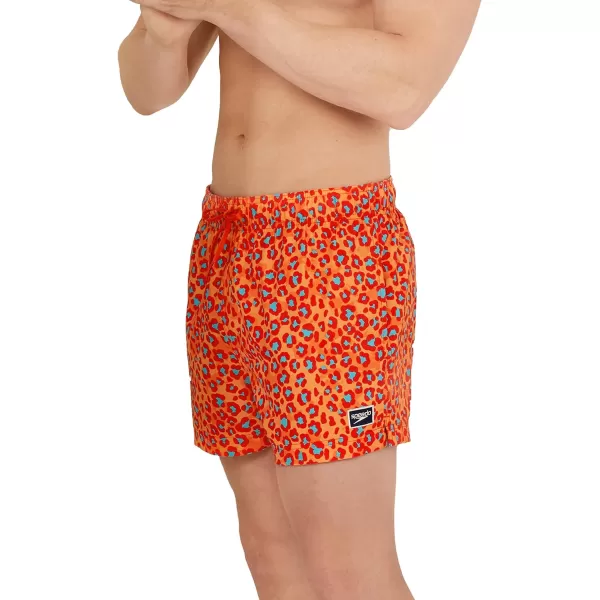 Speedo Mens Swim Trunk Short Length Redondo PrintedLeopard Spicy Orange